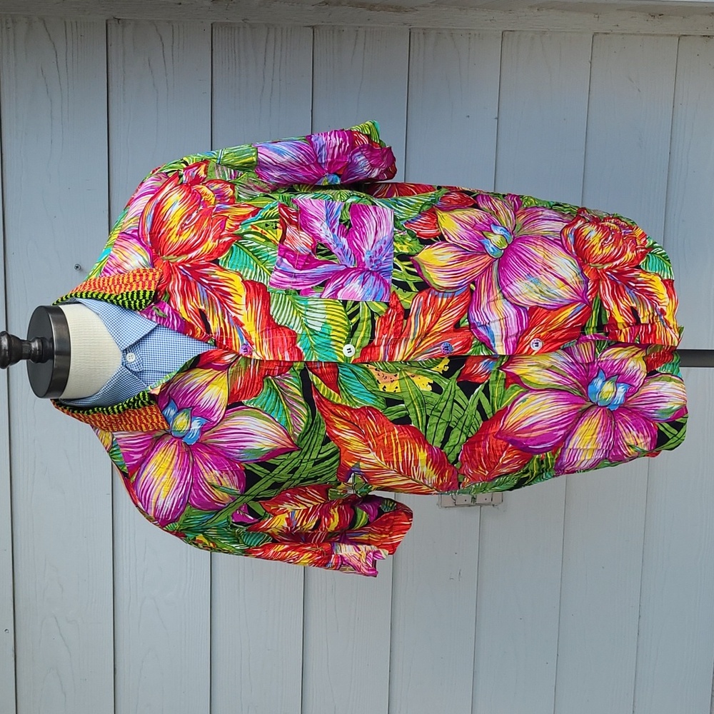 JAMS WORLD Vintage Prod. Dev. Comm. Team Floral Sz L Mens Hawaiian Shirt RARE